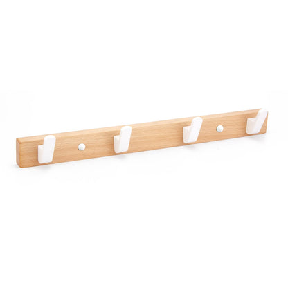 SARIHOSY 5 in 1 Row Clothes Rail Wall Mounted Towel Holder, Coat Rack for Wall Wooden Bar White Wooden Coat Pegs Wall Mounted Decorative Coat Rack
