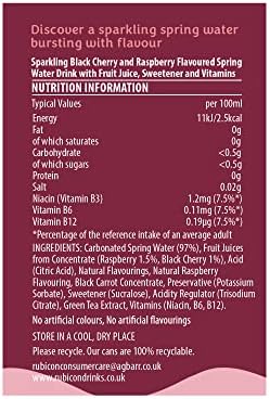 Rubicon Spring 12 Pack Black Cherry Raspberry, Sparkling Spring Water with Real Fruit Juice & Natural Flavours, , Only 9 Calories - 12 x 330ml Multipack Cans