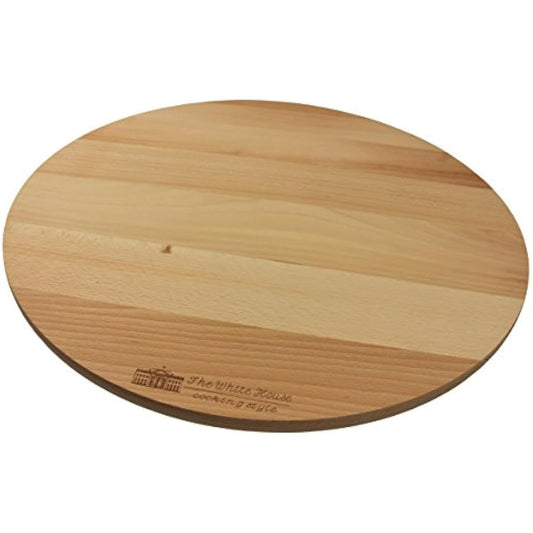 THE WHITE HOUSE Cooking Style Wooden Rotating Kitchen Board - Turntable Cake Stand, Pizza and Cheese Board, Party Serving Tray (17-1/2")