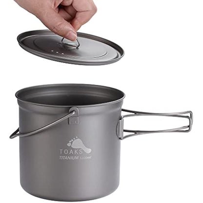 TOAKS Titanium Outdoor Camping Hanging Pot With Bail Handle Easy to Carry, a Variety of Capacities