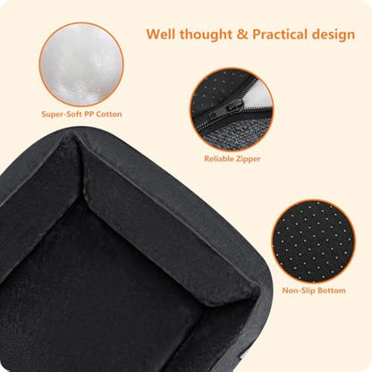 HMTOPE Dog Bed with Removable Cover, Washable Dog Sofa, Soft Dog Crate Mattress, Cat Pet Cushion for Small/Medium/Large Dogs, Dark Grey, 110 x 86 x 26 cm