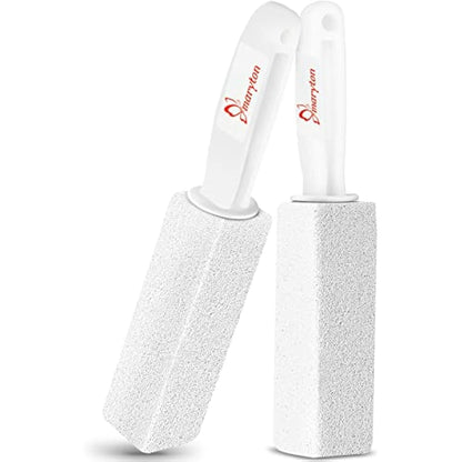 Maryton Pumice Stone with Handle for Cleaning Toilet Bowl Ring and Hard Water Stains Pack of 2 (White)