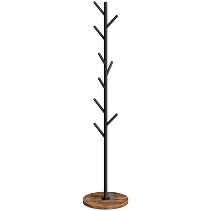 HOOBRO Coat Stand with 9 Hooks, Heavy Duty Freestanding Coat Rack, Hall Tree with Thickened Base, Corner Hanger Stand for Bedroom, Entryway