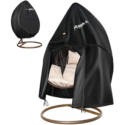 Ezilif Egg Chair Cover, 420D Heavy Duty Oxford Egg Chair Covers Waterproof, Hanging Egg Chair Cover with Waterproof Zipper, UV-Anti & Windproof Cover for B&M & Aldi Swing Chair, 190 x 115cm