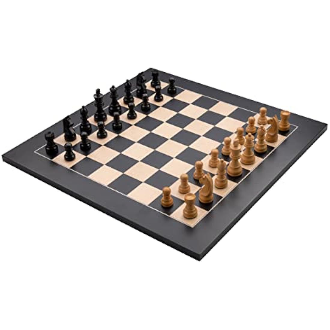 Engelhart - 170492 - Luxury inlaid Wooden Chess Set - Chessboard Maple and/or Walnut + Chess pieces in Wodden Case (50 cm, Black)
