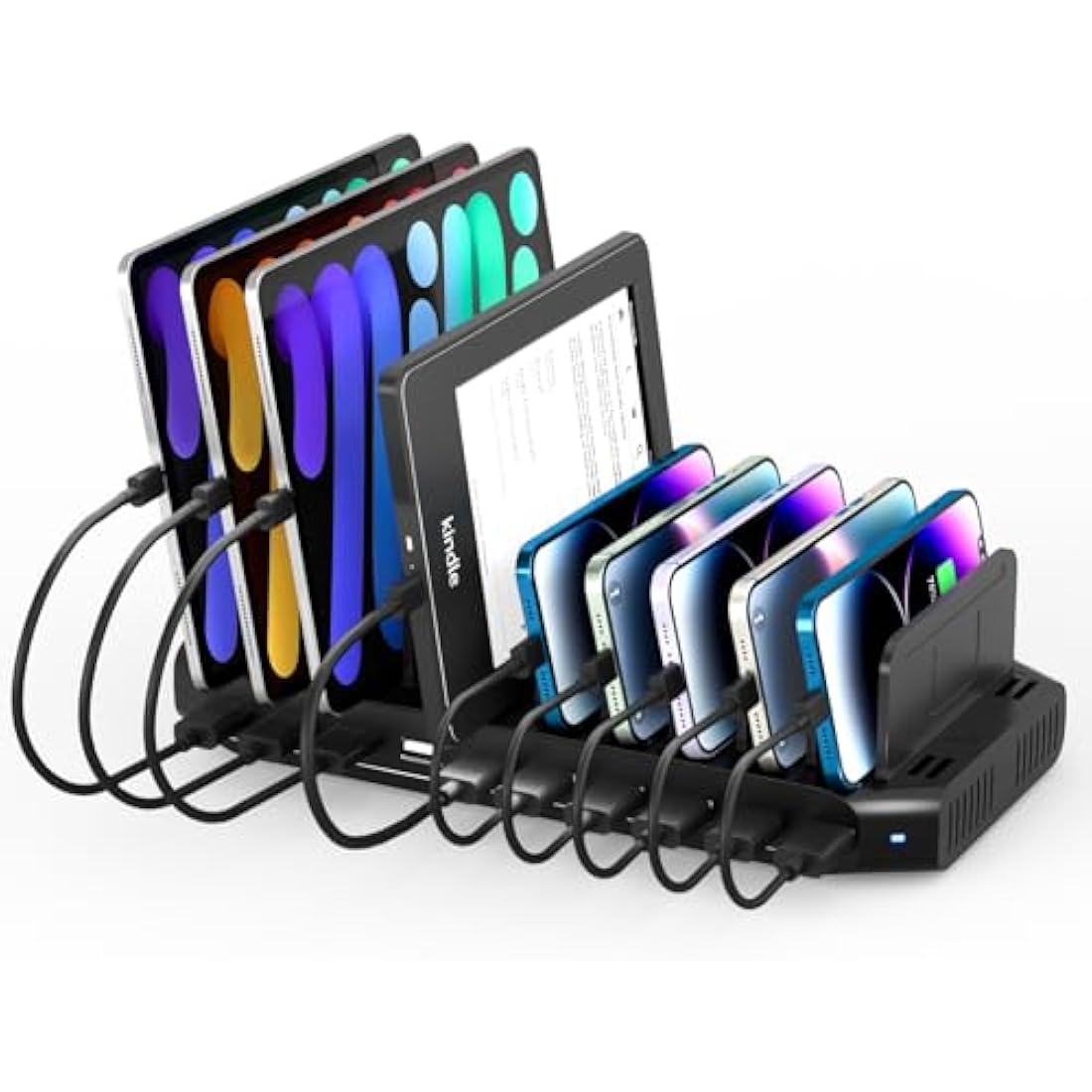 Alxum 60W 10 Ports USB Charging Station for Multiple Devices, Multi USB Charger Station with 5V/2.4A Output for Phone, Tablet and More