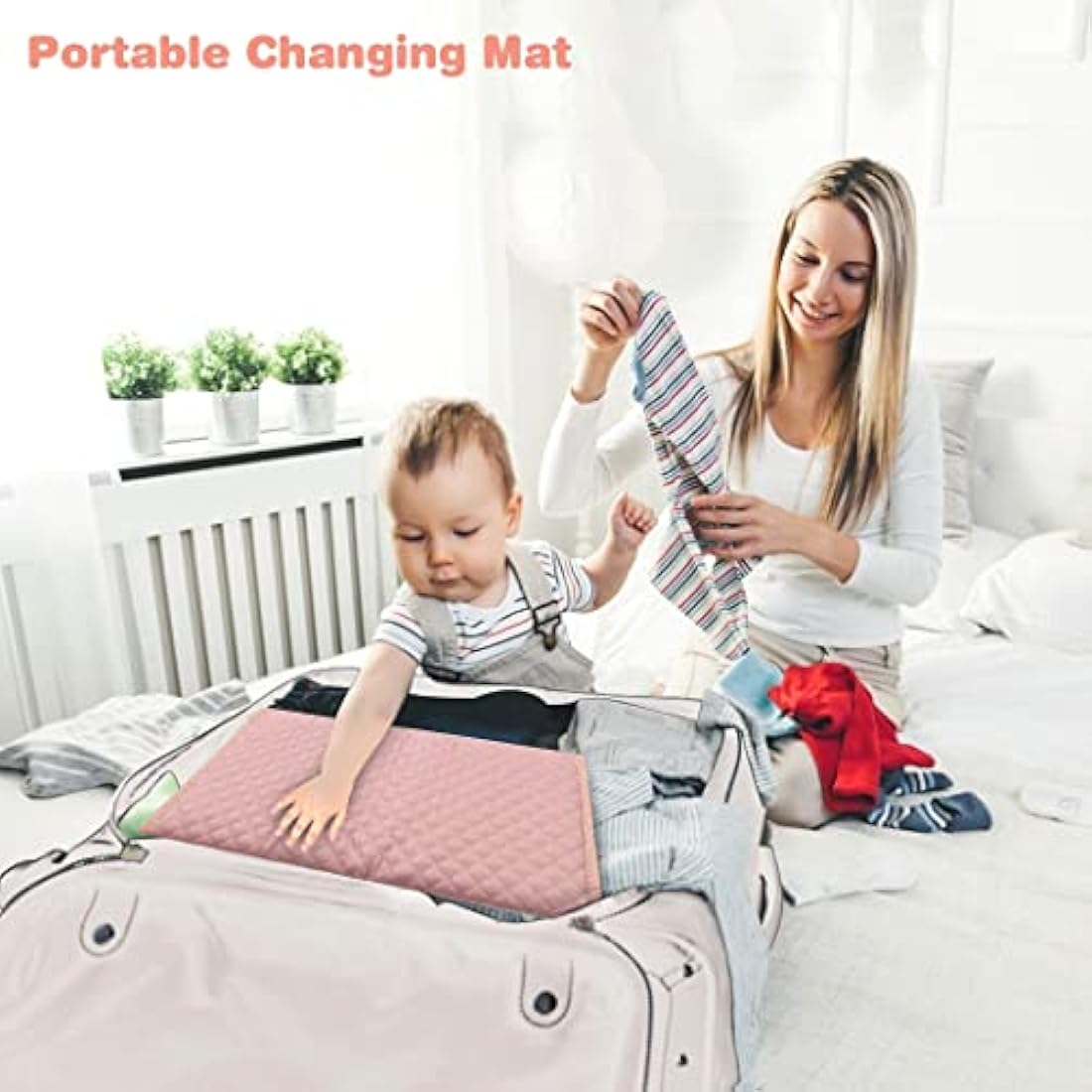 Lekebaby Foldable Baby Change Mat - Travel Portable, Quilted Pink (MY-0006PK02UKEY)