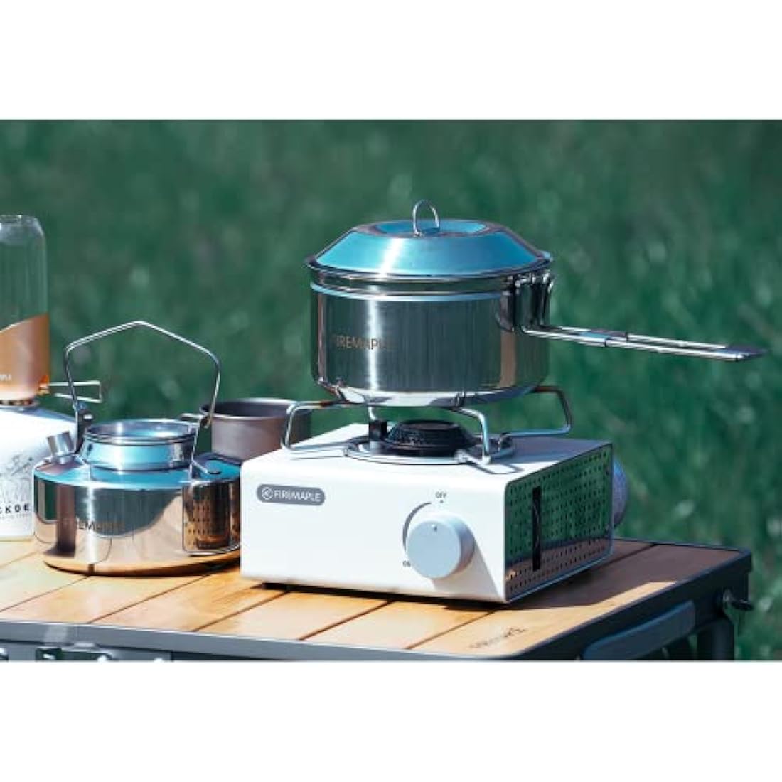 Fire Maple Antarcti Stainless Steel Kettle and Pot Set 1.0L Camping Kettle and 1.0L Cooking Pot Stovetop Tea and Coffee Pots for Openfire Camping Cookware Portable for Bushcraft Fishing Backpacking