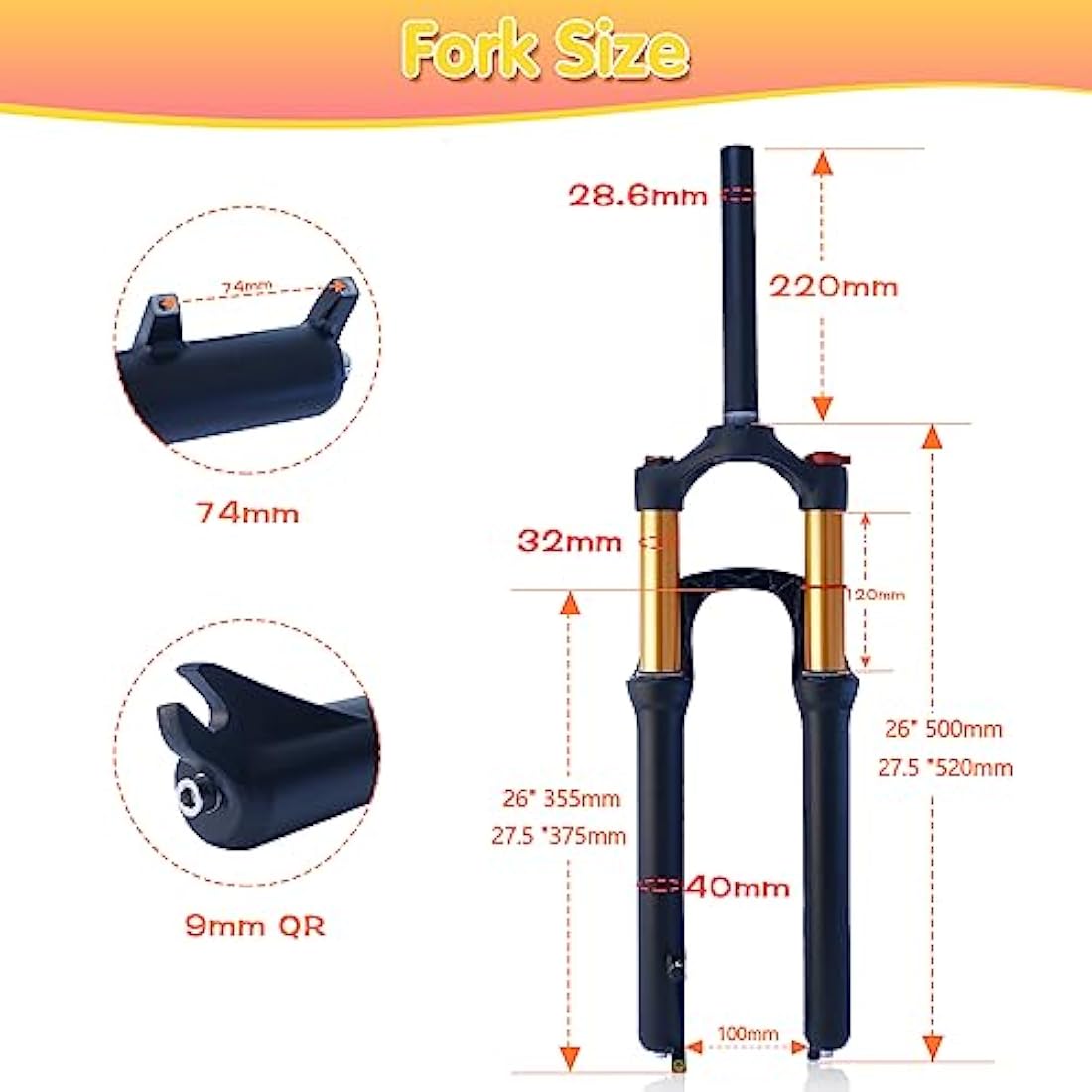 ZTZ Kashima Mountain Bike Front Fork Gas Fork Bicycle Shock Absorber Shoulder Control 26/27.5 32mm Tube Gas Fork