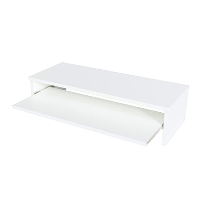 Henor Stand Monitor Riser Wooden Screen with Removable Tray 82 x 32 x 18 cm. Supports 50 kg. White.