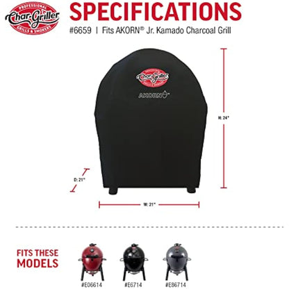 Char-Griller 6659 AKORN Jr. Portable Kamado Charcoal Grill Cover, Black