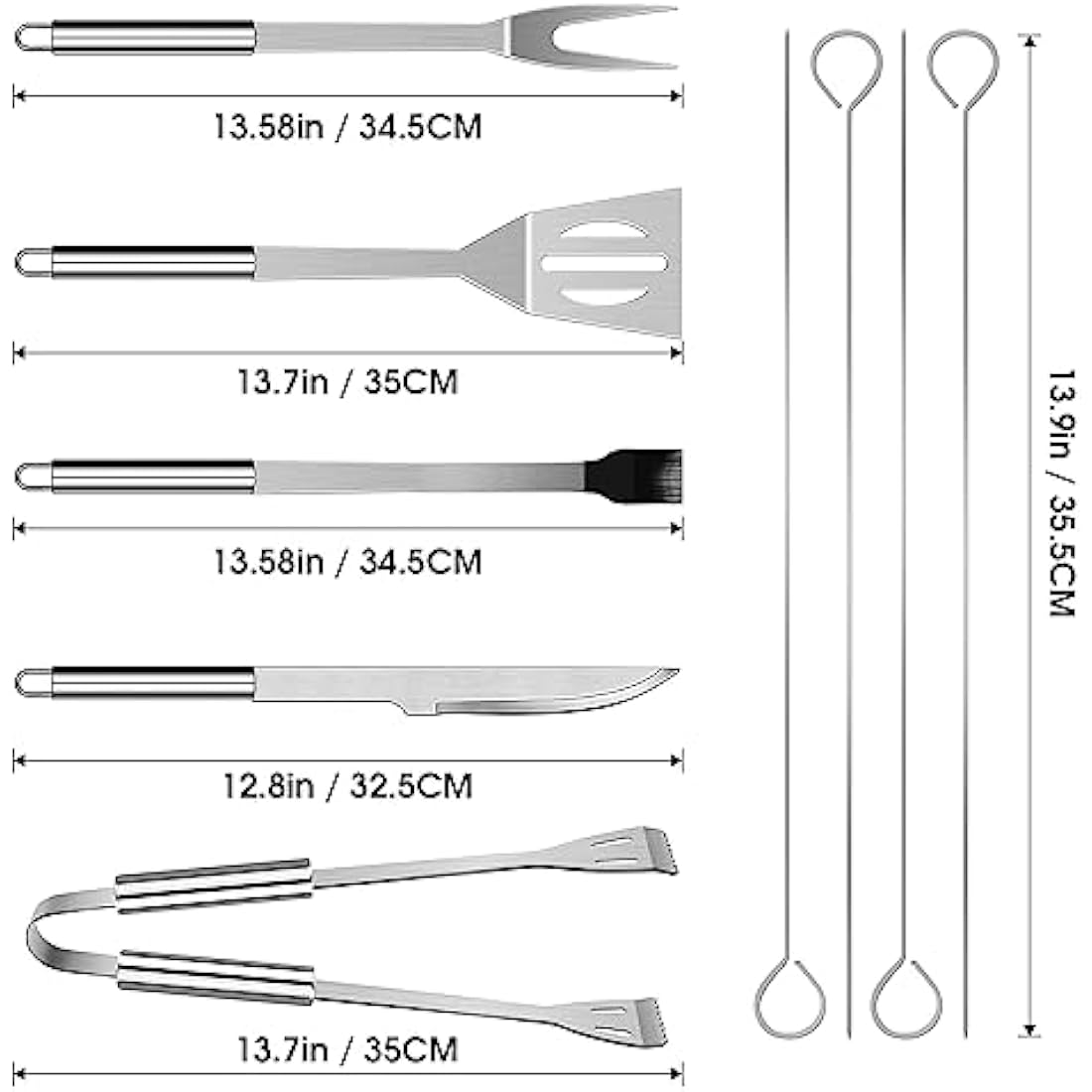 BBQ Utensil Set Stainless Steel Professional Barbecue Accessories Grill Tool with Bag Easy to Carry (9)