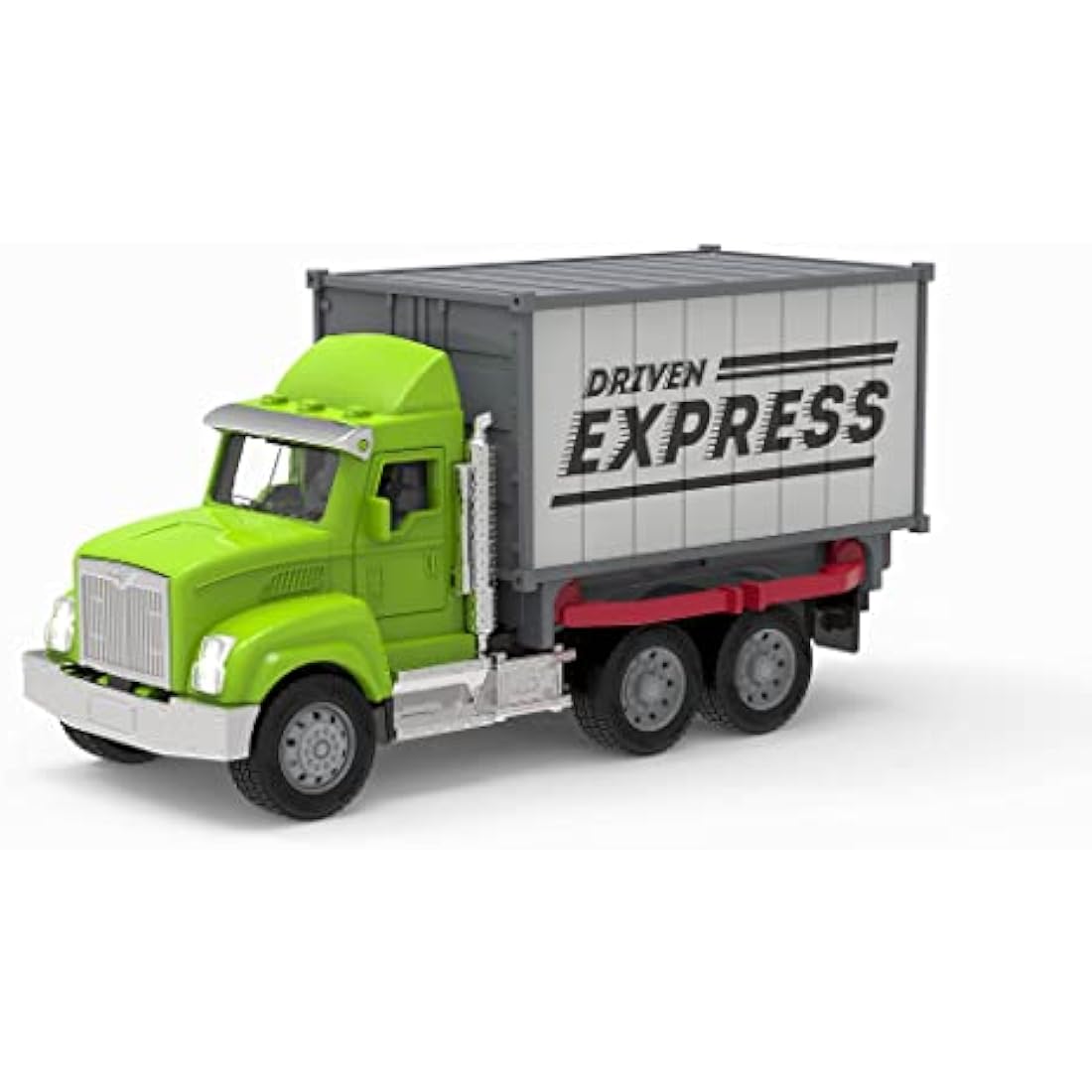 Driven by Battat – 7-Inch Container Truck Toy with Lights & Sounds, Movable Parts, Utility Vehicle for Boys & Girls, Durable Design, Realistic Details, 3+ Years Toy for Kids
