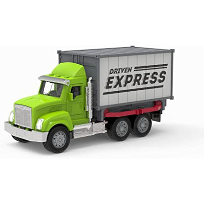 Driven by Battat – 7-Inch Container Truck Toy with Lights & Sounds, Movable Parts, Utility Vehicle for Boys & Girls, Durable Design, Realistic Details, 3+ Years Toy for Kids