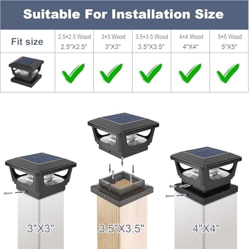 GEYUEYA Home Solar Post Lights,Warm White Solar Post Cap Lights Fence Post Lights Outdoor for 3x3 4x4 inch Wooden Posts Deck Cap Garden Yard Decoration-4 Packs