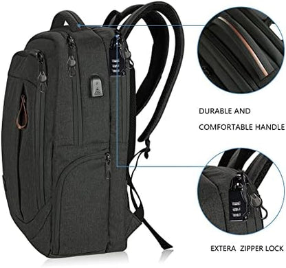 KROSER Laptop Backpack 17.3 Inch School Travel Computer Backpack for Laptop with USB Charging Port Water-Resistant Casual Daypack for Business College Work Bag Men/Women