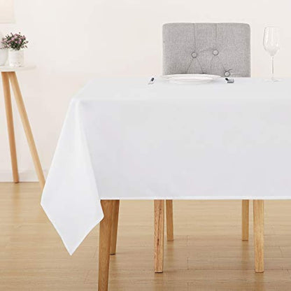 Deconovo Christmas Decorations Home Decorative Oxford Wipeable Tablecloth Rectangle Water Resistant Tablecloth for Patio Table Table 140x240cm(55x95in) White