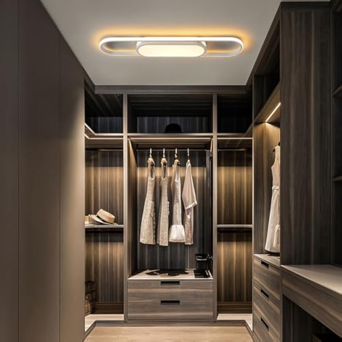 Oninio LED Modern Dimmable Ceiling Light with Remote Control - Linear Flat Ceiling Lamp for Living Room, Kitchen, Dining Room, Bedroom (White) 31.49in