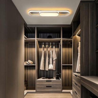 Oninio LED Modern Dimmable Ceiling Light with Remote Control - Linear Flat Ceiling Lamp for Living Room, Kitchen, Dining Room, Bedroom (White) 31.49in