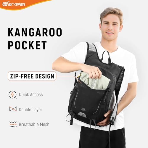 SKYSPER 15L Hiking Backpack Small Travel Daypack Breathable Lightweight Day Hike Rucksack with Shoulder Pocket Women Men