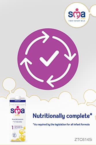 SMA PRO First Infant Baby Milk - From Birth | Ready to Use, Liquid Formula Milk 1 Litre Pack of 6, (Packing May Vary)