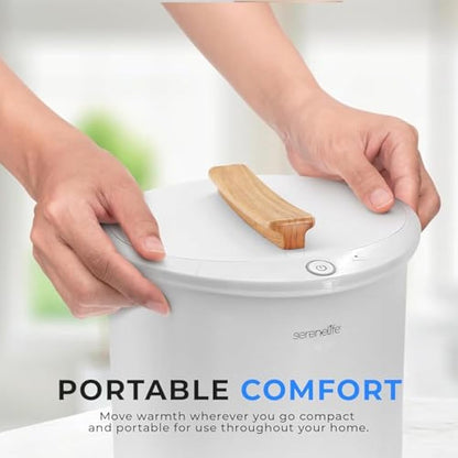 SereneLife Bucket-Towel Warmers, White Large-Towel Warmer for Spa and-Bathroom, Luxury-Towel Heater Gifts for Him & Her, Auto Shut-Off, Fits 2 large-Bath-Towels, Blankets-Bathrobes, PJ's (Bamboo)