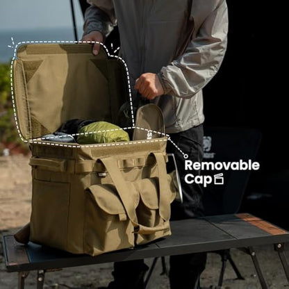 OneTigris Camping Storage Bag with Lid, 25L Collapsible Tactical Tote Bag for Outdoor Camping Travel Picnic Garage Trunk Organizer