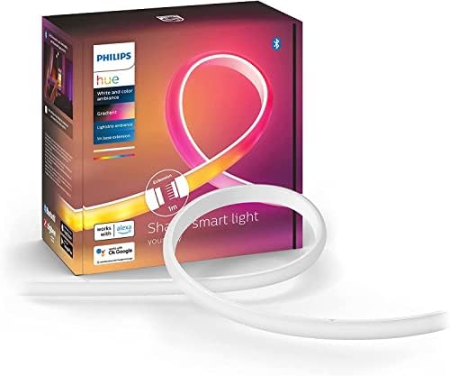 Philips Hue New Gradient Light Strip 1m Extension. for Syncing with Entertainment, Media and Music. with Bluetooth. Works with Alexa, Google Assistant and Apple Homekit.