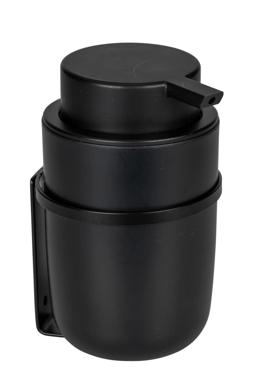 WENKO Turbo-Loc Carpino Soap Dispenser, Pump Dispenser Made Plastic for Attaching No Drilling to Smooth Surfaces for up to 250 ml Liquid Soap, Metal