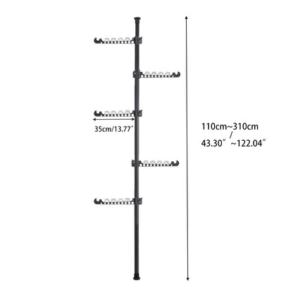 Hershii Telescopic Coat Rack, 110-310cm Adjustable Tension Rod with 5 Hooks