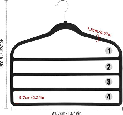 4 Pack Velvet Trouser Hangers Space Saving 4-Layer Hangers for Trousers