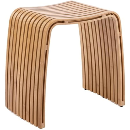 WYRXFF Bamboo Stool, Multi-Functional Stool, Unique Curved Bathroom Stool, No Assembly Vanity Stool Shoe Changing Stool, For Living Room Study Bedroomdining chair
