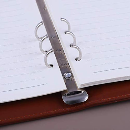 HAUTOCO PU Leather A5 Ring Binder Cover Refillable 6 Ring Budget Binder Notebook Organiser for A5 Refill Paper Insert for Office, School, and Travel, Brown