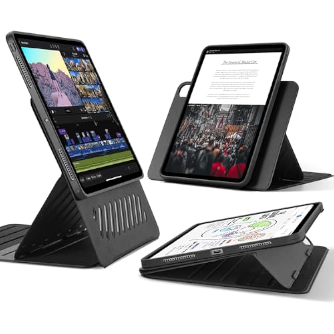 ESR for iPad Pro 13 inch Case 2024 M4 Rotating Case with Removable Magnetic Cover, Adjustable Portrait/Landscape Stand with Raised Screen View, 9 Standing Angles, Shift Series, Black