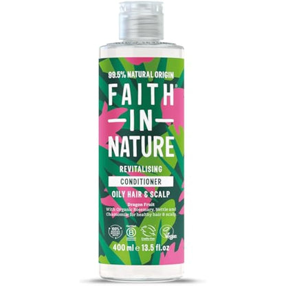 Faith In Nature Natural Dragon Fruit Conditioner, Revitalising for Oily Hair & Scalp, Vegan & Cruelty Free, No SLS, Silicones or Parabens, 400ml