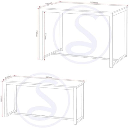 Seconique Lincoln 1+2 Dining Bench Set in Stone Effect/Black