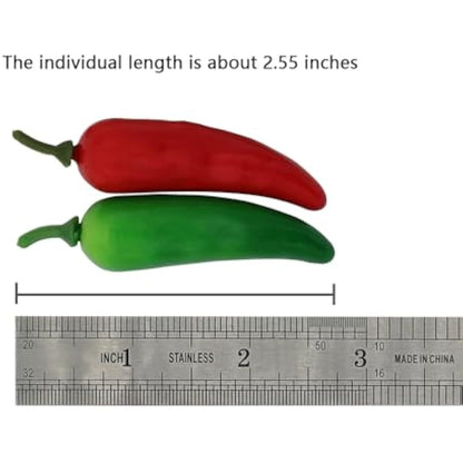 60PCS Realistic Mini Fake Hot Chili,Simulation Lifelike Pepper,Chili Pepper Decorations Artificial Fake Vegetables Red Chili Green Pepper Model for Photoshoot Props Home Kitchen Party Decoration
