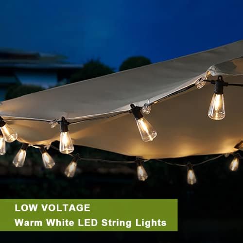 Kawaya Outdoor String Lights Mains Powered 15M,LED Garden Festoon Lights Dimmable,Waterproof IP65 Shatterproof Vintage Connectable Lighting with 25+2 Plastic Bulbs for Outside Backyard Patio Bistro