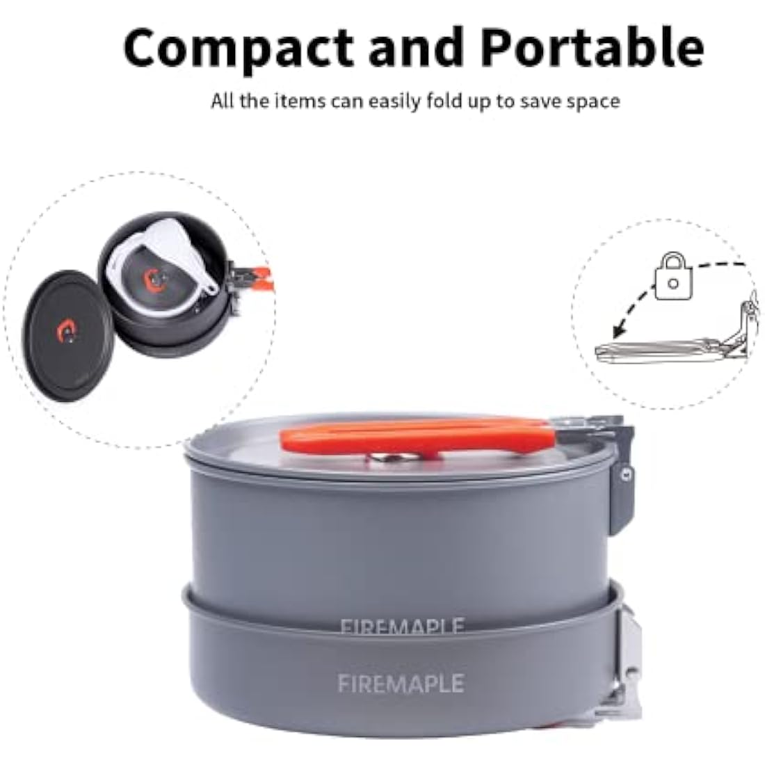 Fire-Maple Feast 2 Camping Cookware Set | Outdoor Cooking kit with Pot Kettle Pan Bowls and Spatula | Kitchen Utensils for 1 to 3 People Backpacking Trekking Hiking Fishing Picnic