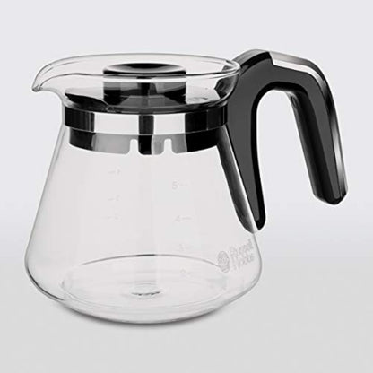 Russell Hobbs Kaffeemaschine Klein [Brausekopf für optimale Extraktion&Aroma] Compact (1 bis 5 Tassen, 0,6l Glaskanne, inkl Permanentfilter, Warmhalteplatte) kompakte Filterkaffeemaschine 24210-56