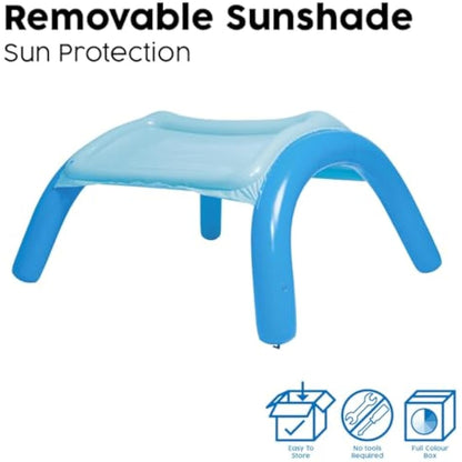 Bestway Inflatable Paddling Pool | Kids, Toddler Outdoor Garden Paddling Pool with Shade, Canopy Baby Pool, Ages 2+, Blue