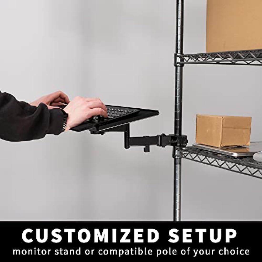 VIVO Steel Universal Full Motion Pole Mount, 26 Inch Keyboard and Mouse Tray, Ergonomic Tilt, 360 Degree Rotation, Neutral Writing Position, Black, Mount-POLEKB