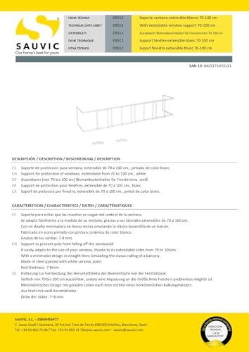 Sauvic 03512 Extendable Window, 70 x 15 x 15 cm, White