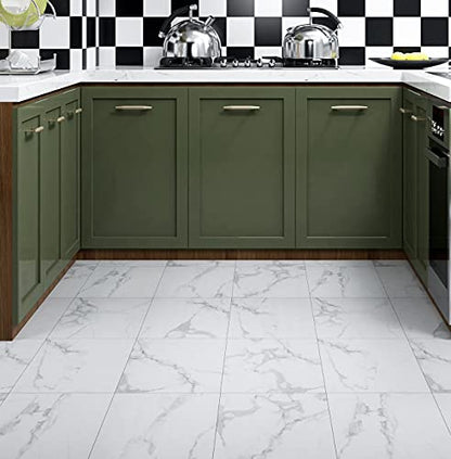 Livelynine Vinyl Flooring Adhesive Floor Tiles Grey White Marble Self Adhesive Floor Tiles Peel and Stick Floor Tiles 30x30cm Vinyl Floor Tiles for Bathroom Kitchen Hallway Bedroom Living Room, 4pcs