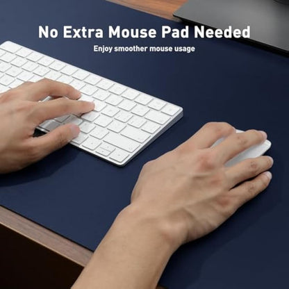 Leather Desk Pad Protector,Mouse Mat,Office Desk Mat,Non-Slip PU Leather Desk Blotter,Laptop Desk Pad,Waterproof Desk Writing Pad for Office and Home (80cm x 40cm, Dark Blue)