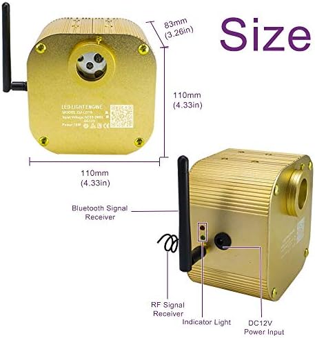 Kingmaled Car Home 16W Twinkle Music Activated App Fiber Optic Star Ceiling Light Kit, RGBW Light Engine+Remote+Mixed Fiber Cables 430pcs 9.8ft/3m (0.75+1+1.5mm)