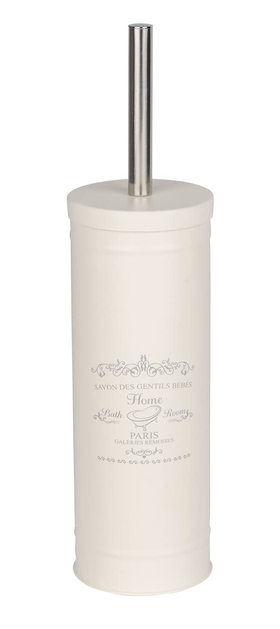 WENKO 22517100 Toilet brush Home - toilet brush holder, Steel, 9 x 37.5 x 9 cm, Cream