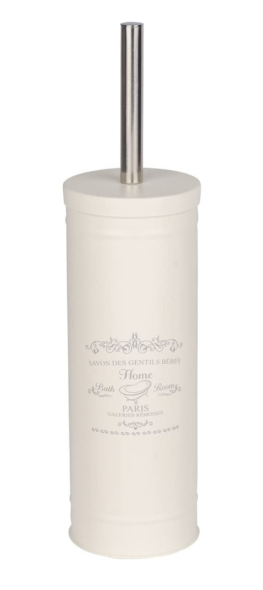 WENKO 22517100 Toilet brush Home - toilet brush holder, Steel, 9 x 37.5 x 9 cm, Cream