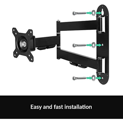 ARCTIC W1C - Wall Mount with Retractable Folding Arm, Wall Space-Saving Attachment, up to 43"; 49" Ultrawide, up to 18 kg (39.6 lbs), Cable Managment, Simple Installation - Black