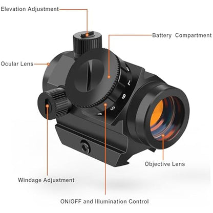 Feyachi RDS-25 Red Dot Sight 4 MOA Red Dot Gun Sight Rifle Scope with 1 inch Riser Mount